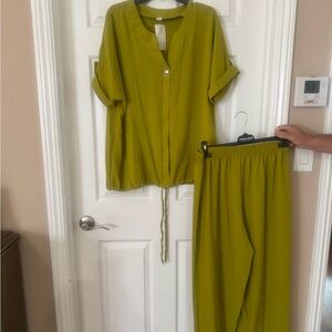 Two-Piece Olive Green Lounge Set
